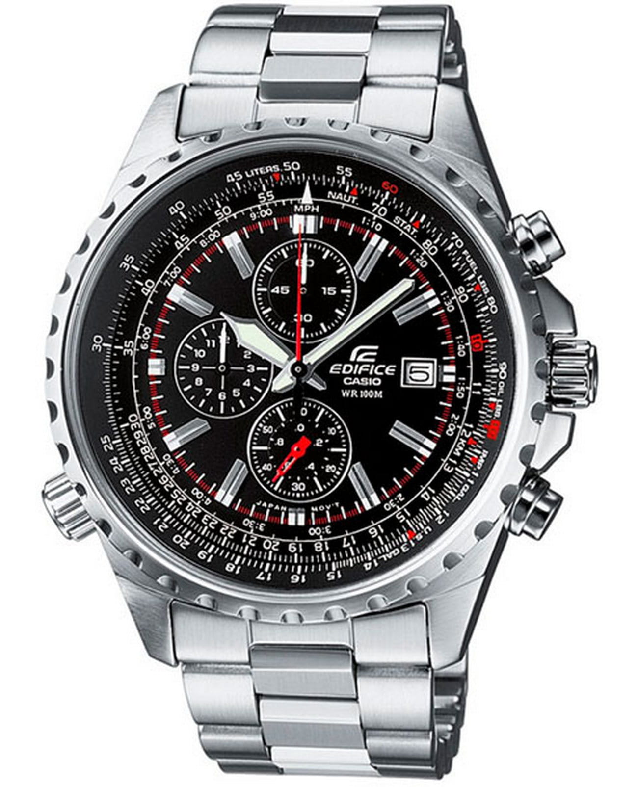 Casio Casio Edifice EF-527D-1A EF EF-527D-1AVEF кварцевые мужские часы черный циферблат, браслет нержавеющая сталь — вид спереди